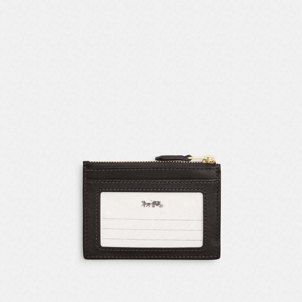 Coach Mini Skinny ID Case In Signature Chenille Gold/Truffle