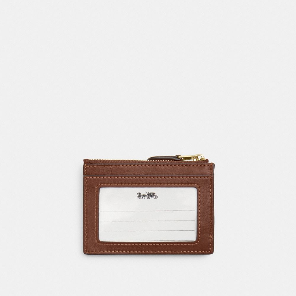Coach Mini Skinny ID Case In Signature Chenille Gold/Light Khaki/Vintage Brown