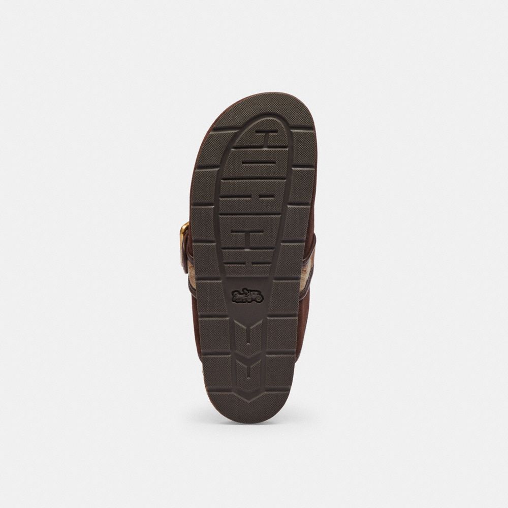 Women's Coach Archival Buckle Clog With Signature Jacquard Chocolate Brown
