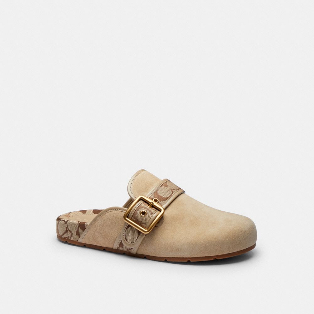 Women's Coach Archival Buckle Clog With Signature Jacquard Oat
