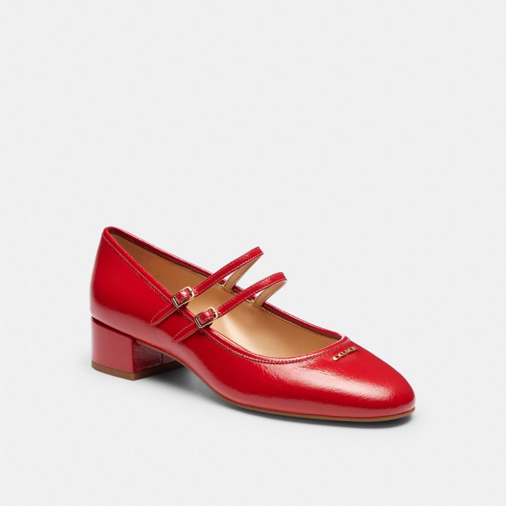 Women's Coach Double Buckle Block Heel Mary Jane Poppy