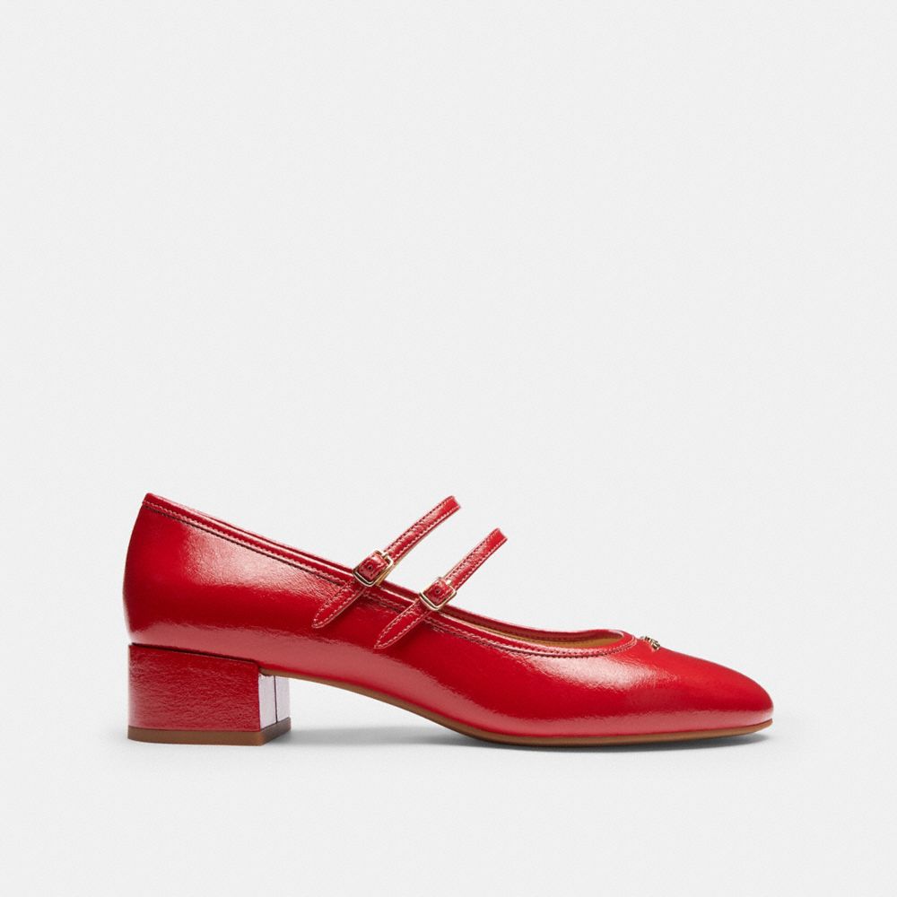 Women's Coach Double Buckle Block Heel Mary Jane Poppy