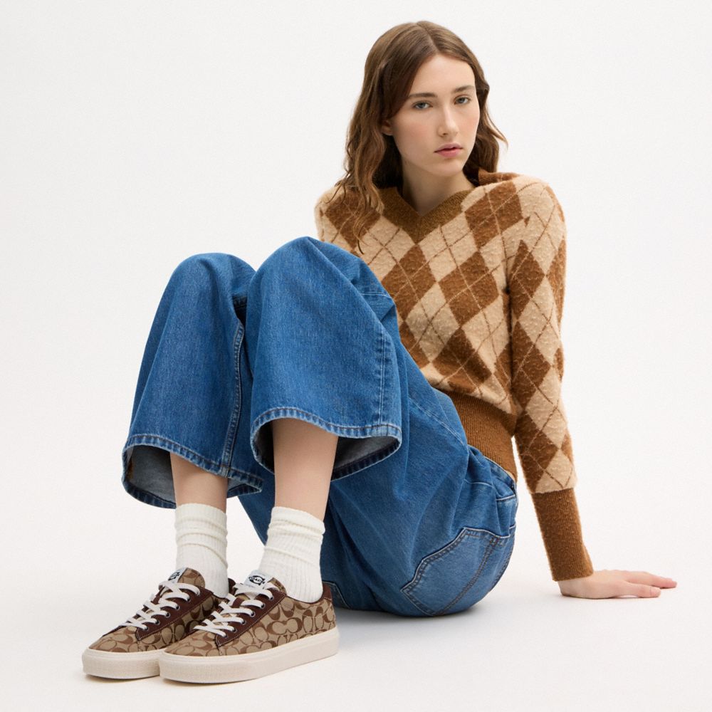 Women's Coach Skate Sneaker Khaki Maple