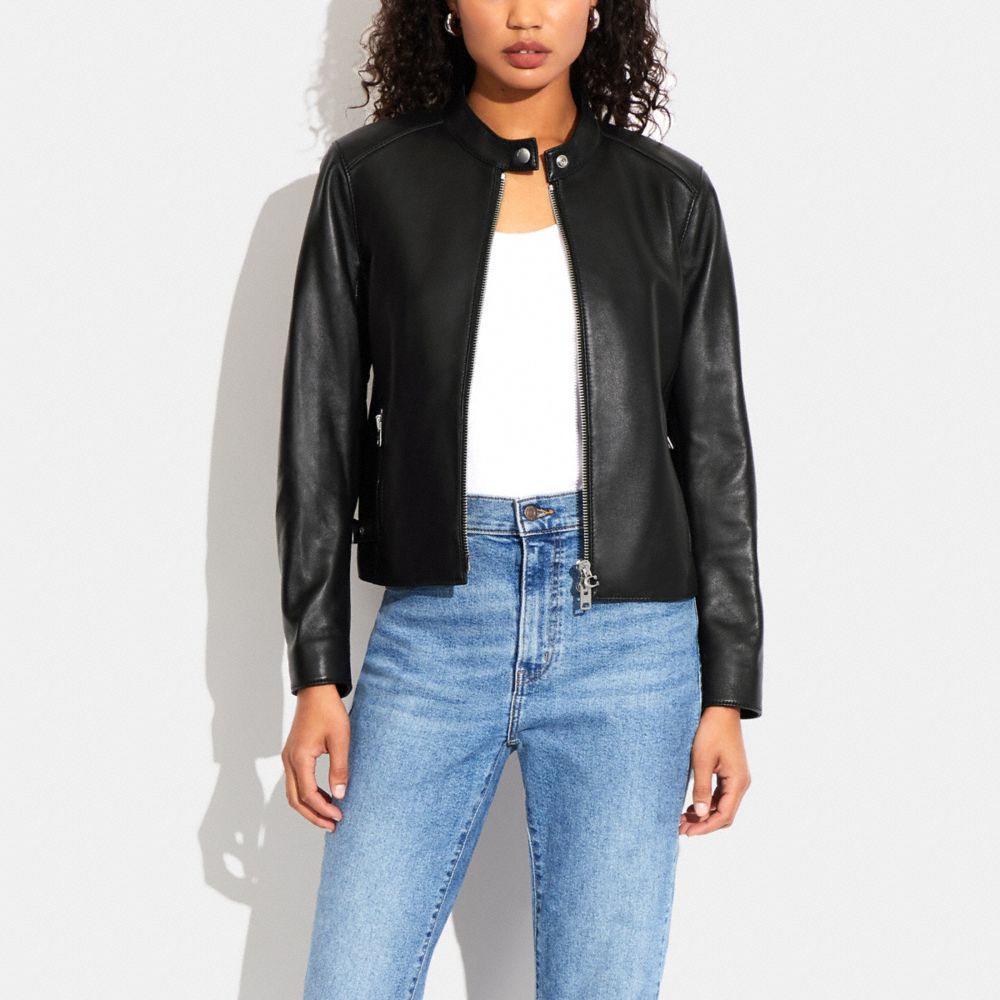 Coach Leather Racer Black