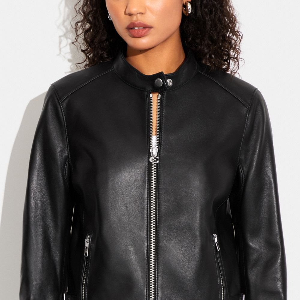 Coach Leather Racer Black