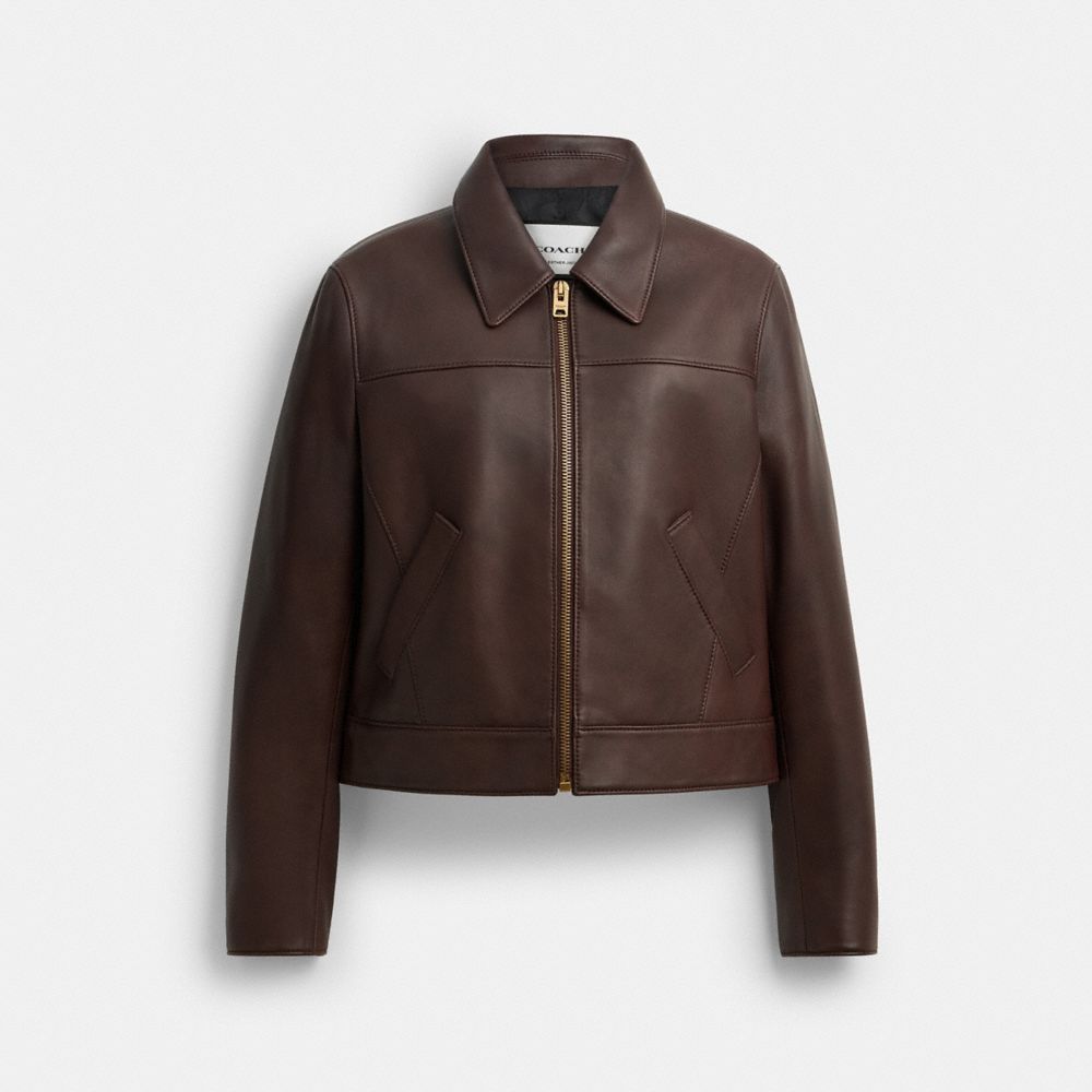 Coach Leather Jacket Maple
