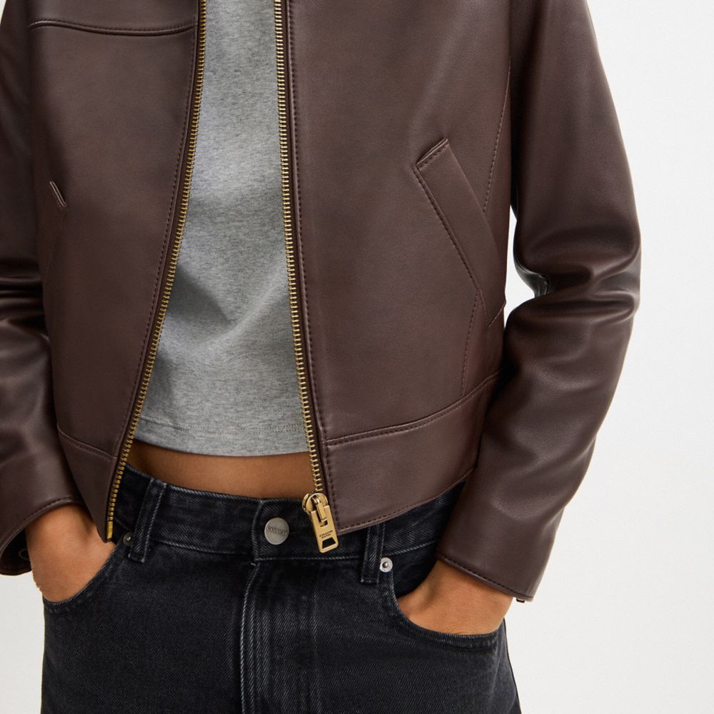 Coach Leather Jacket Maple
