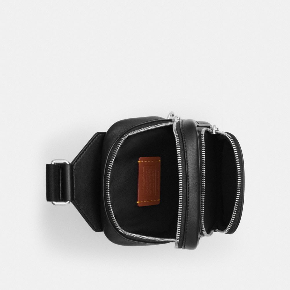 Coach Racer Sling Pack In Signature Canvas With Patches Sv/Walnut/Black