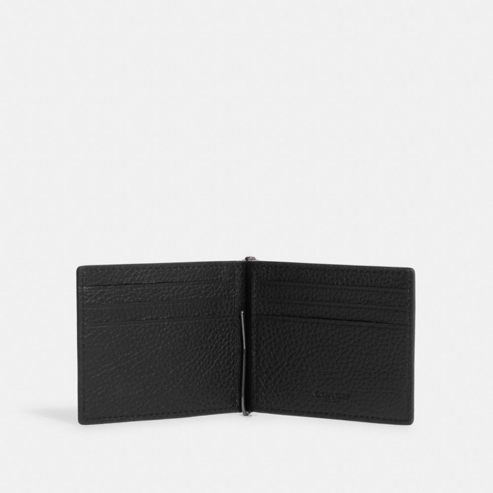 Coach Slim Money Clip Billfold Wallet Gunmetal/Black