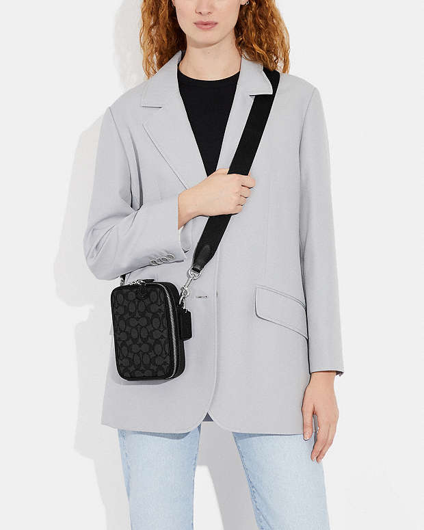 Stanton Crossbody Bag In Signature Jacquard Signature Jacquard-Silver-Charcoal-Black Signature Jacquard-Silver-Charcoal-Black