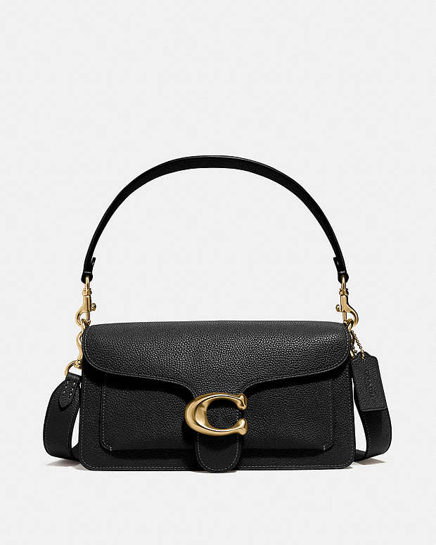 Coach Tabby Shoulder Bag 26 Polished Pebble Leather-Brass-Black