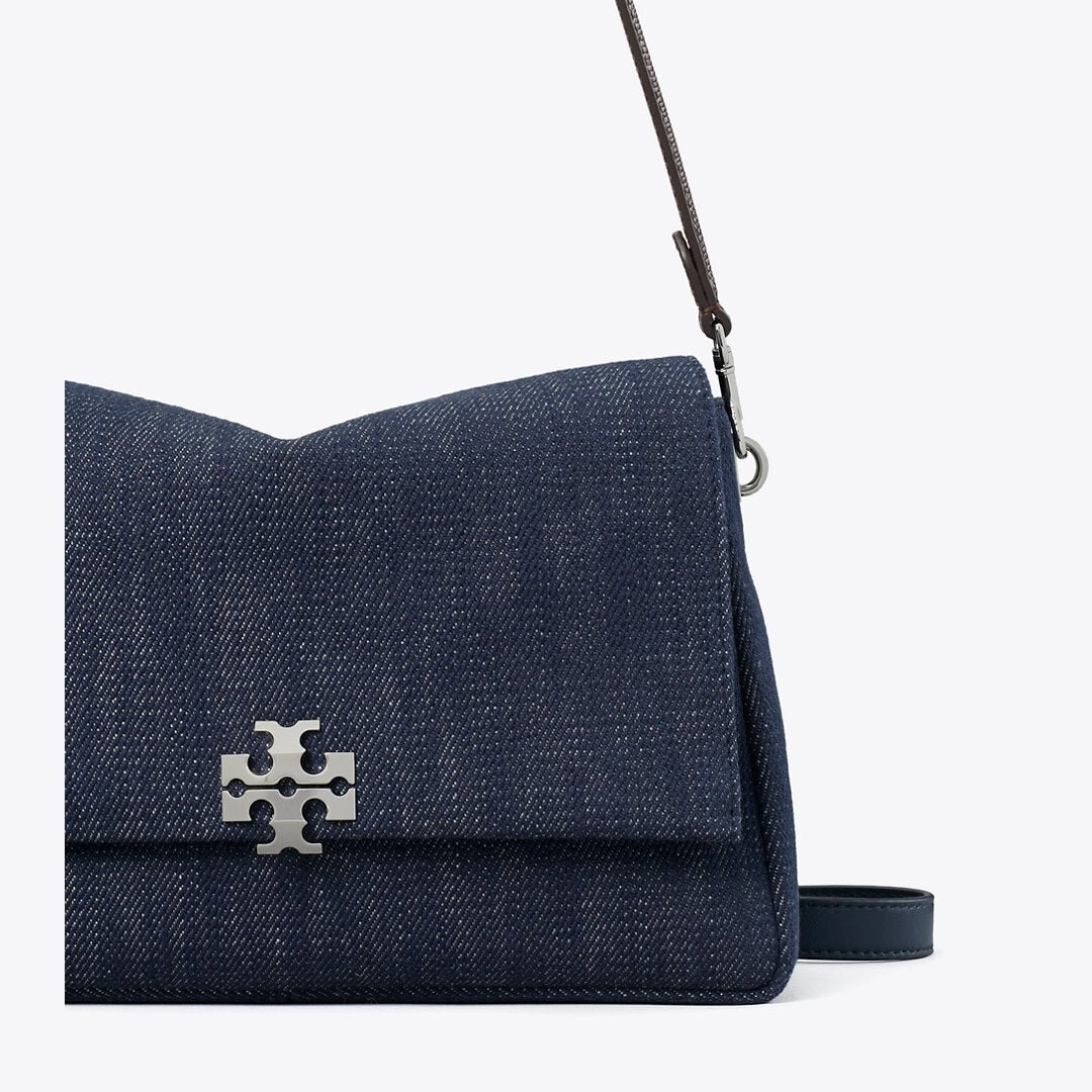 Tory Burch Charlie Denim Shoulder Bag Midnight