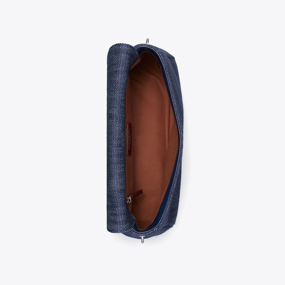 Tory Burch Charlie Denim Shoulder Bag Midnight