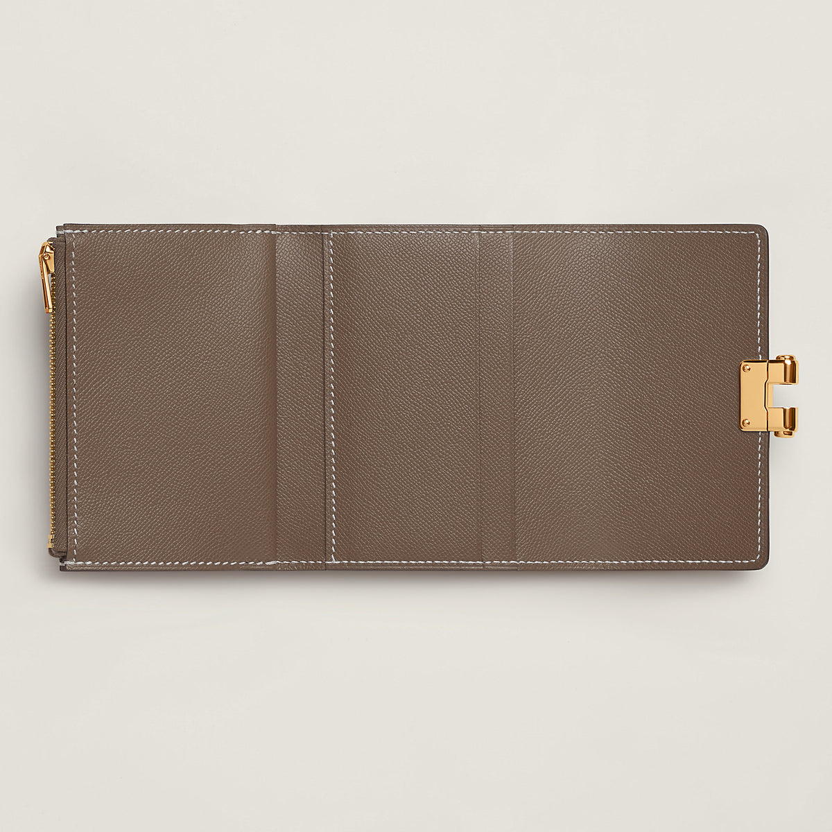 Hermes Charniere Compact Wallet Toupe