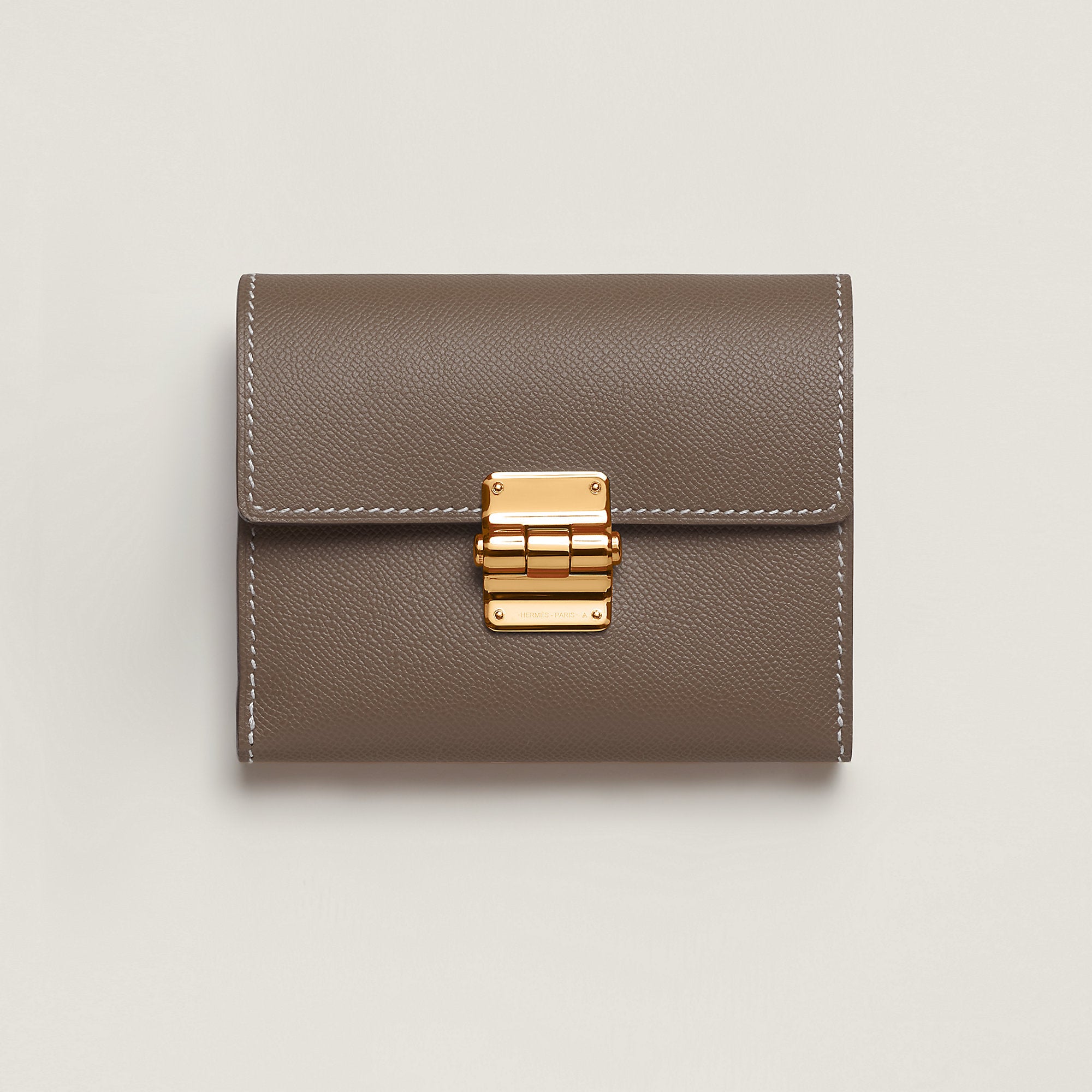 Hermes Charniere Compact Wallet Toupe