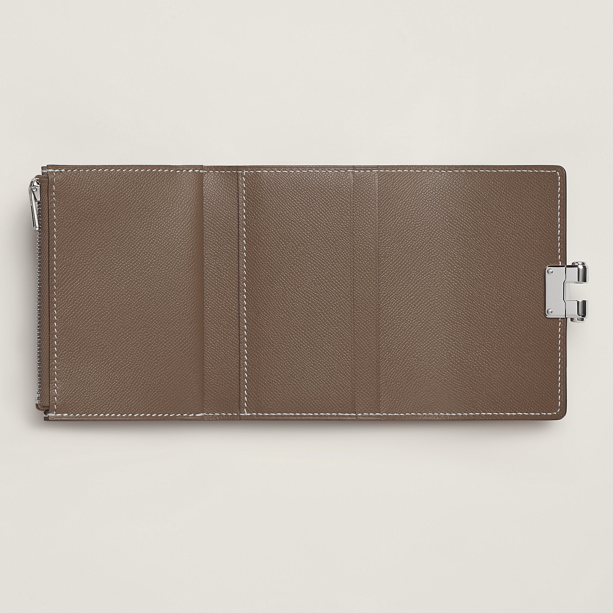 Hermes Charniere Compact Wallet Toupe