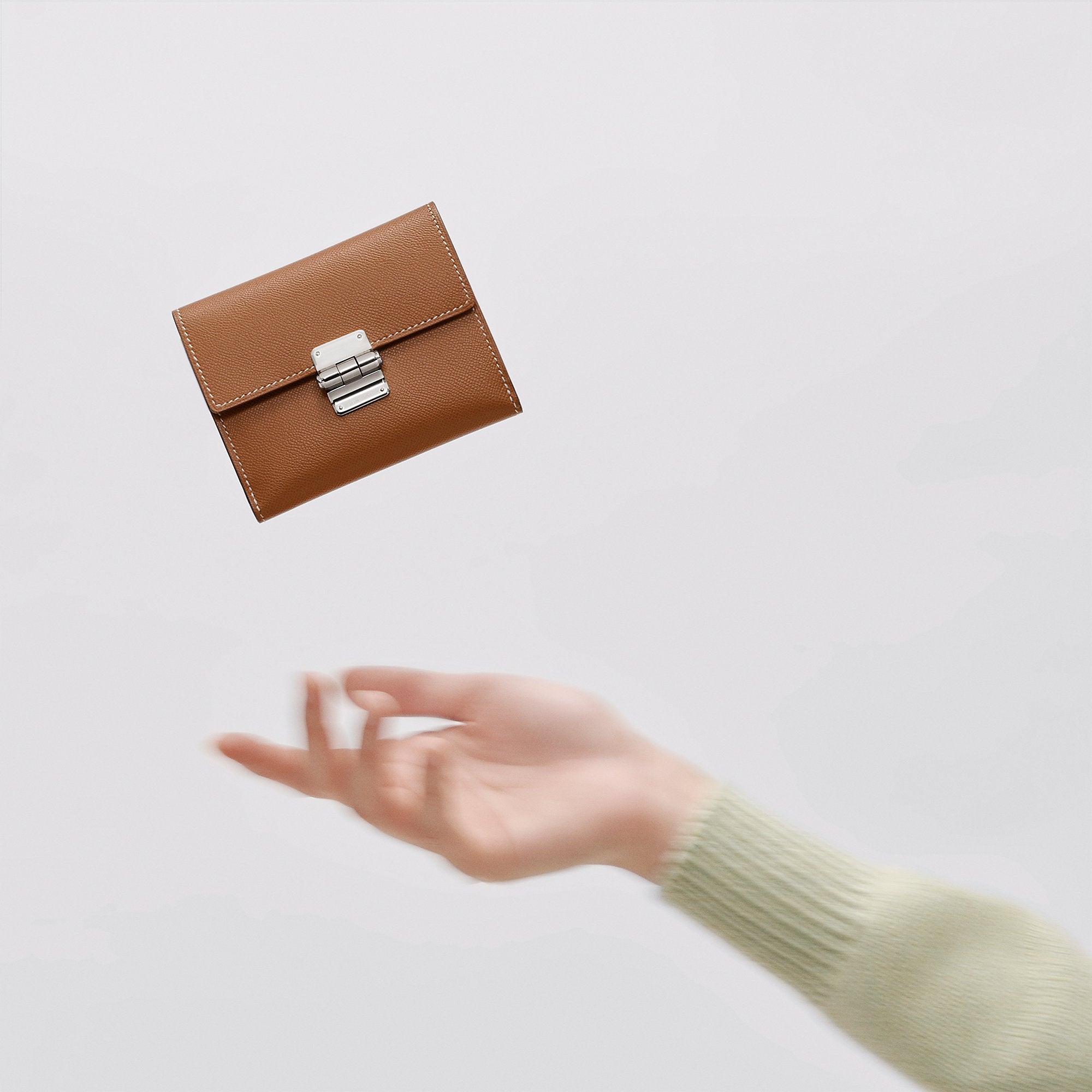 Hermes Charniere Compact Wallet Toupe