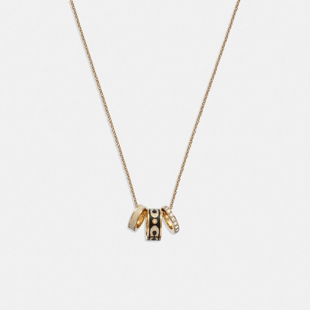 Coach Signature Enamel Rondell Necklace Gold