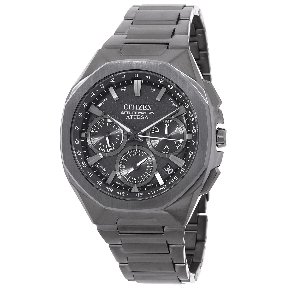 Citizen Attesa Perpetual Alarm World Time Black Dial Mens Watch
