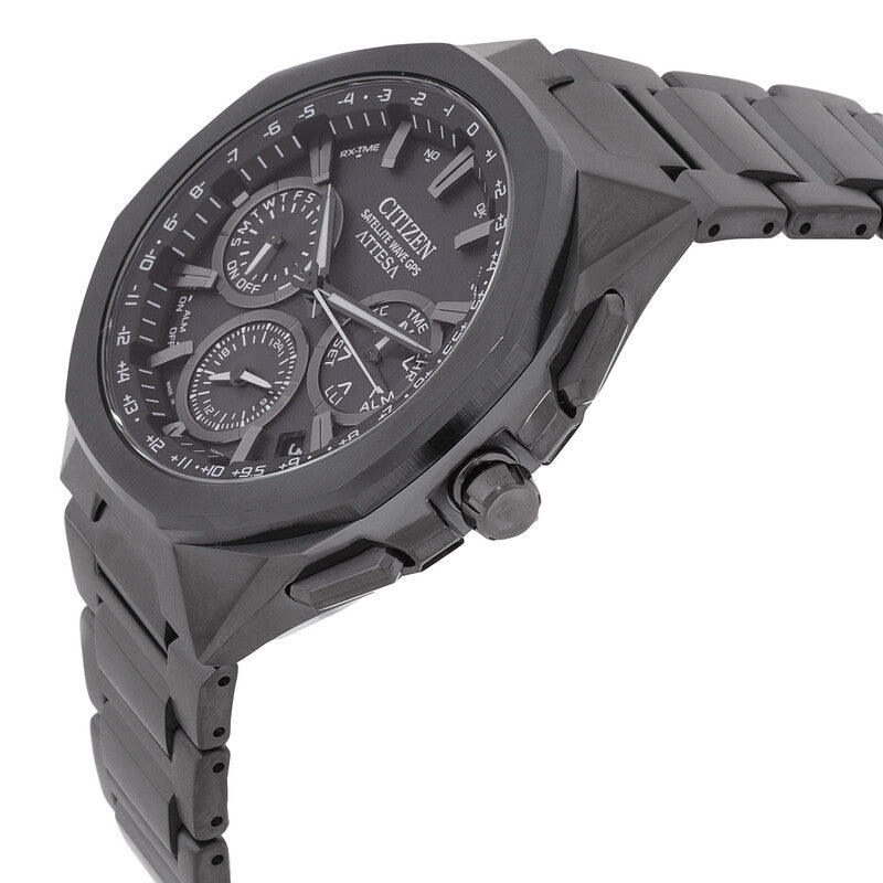 Citizen Attesa Perpetual Alarm World Time Black Dial Mens Watch