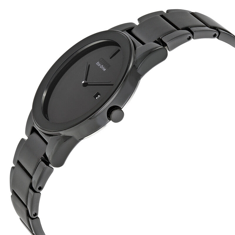 Citizen Axiom Eco Drive Black Dial Black Ion-Plated Mens Watch