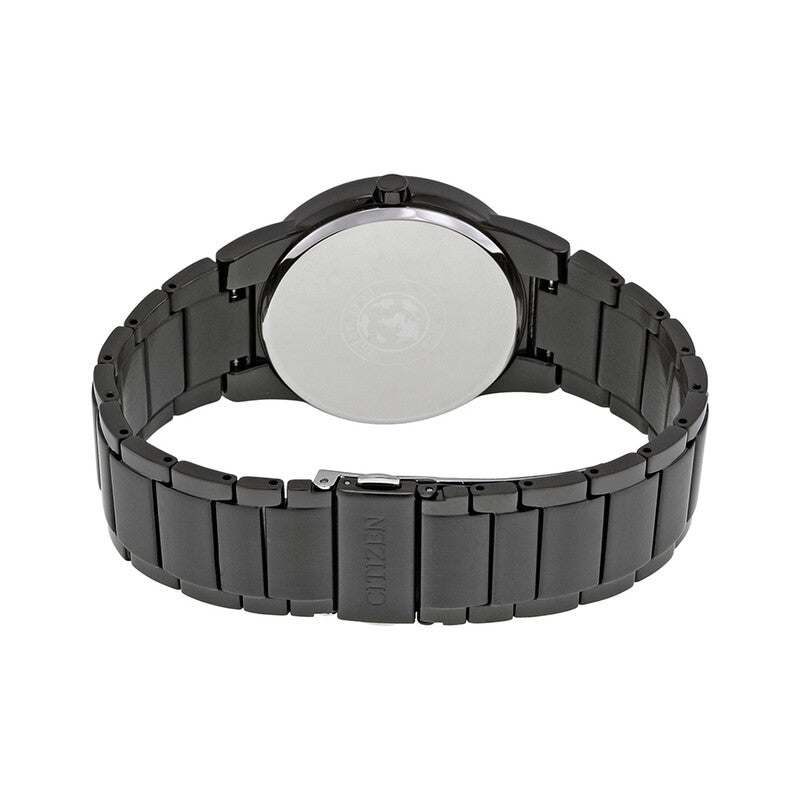 Citizen Axiom Eco Drive Black Dial Black Ion-Plated Mens Watch