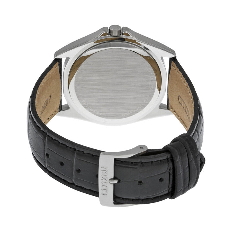 Citizen Black Dial Black Leather Mens Watch