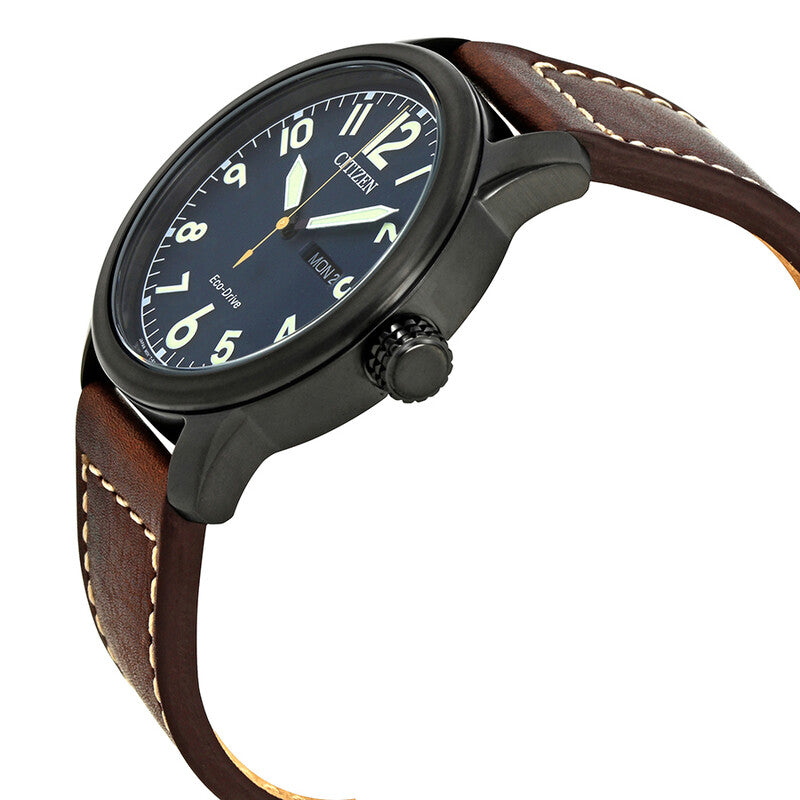 Citizen Chandler Eco-Drive Dark Blue Dial Brown Leather Mens Watch