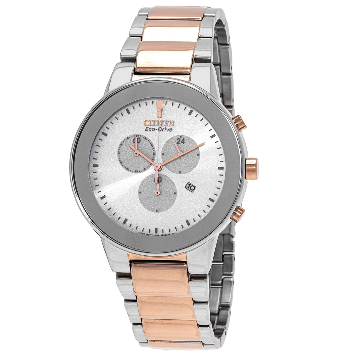 Citizen Chronograph Gmt White Dial Two-Tone Mens Watch