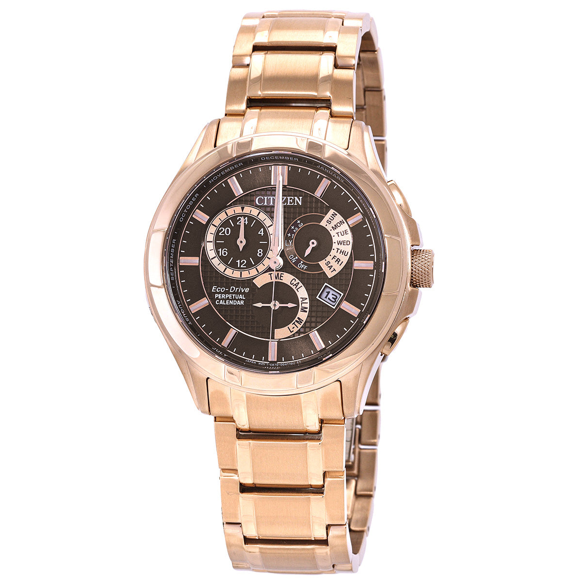 Citizen Eco-Drive Perpetual Gmt Brown Dial Mens Watch