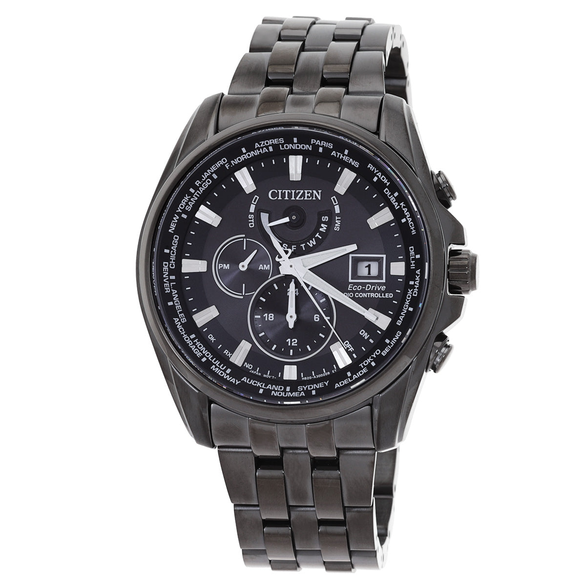 Citizen Perpetual Alarm Chronograph Quartz Black Dial Mens Watch