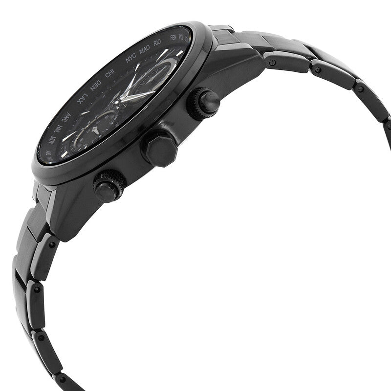 Citizen Perpetual Alarm World Time Chronograph Gmt Black Dial Mens Watch