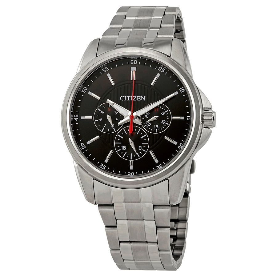 Citizen Quartz Black Dial Stainless Steel Mens Watch