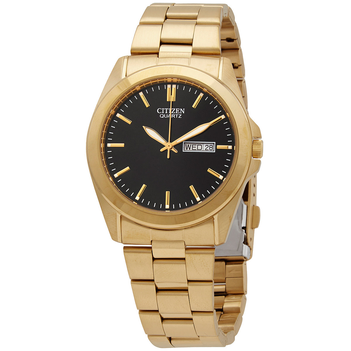 Citizen Quartz Black Dial Yellow Gold-Tone Mens Watch