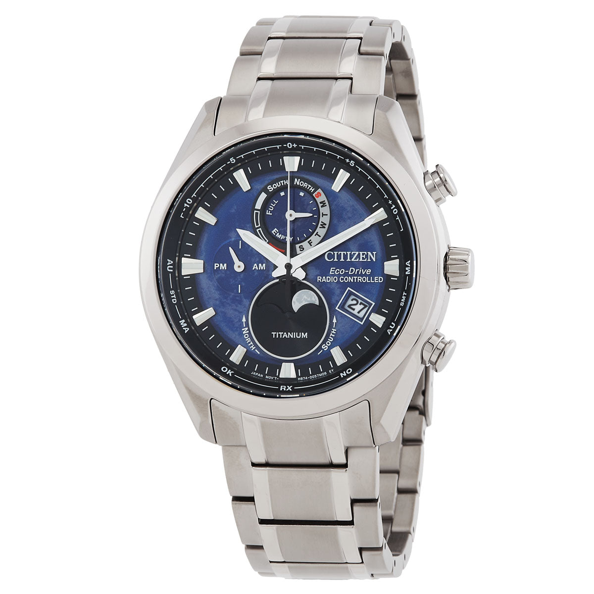 Citizen Tsuki-Yomi A-T Eco-Drive Perpetual World Time Blue Dial Mens Watch