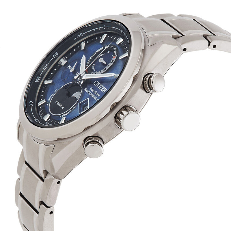 Citizen Tsuki-Yomi A-T Eco-Drive Perpetual World Time Blue Dial Mens Watch