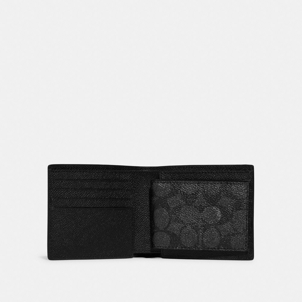 Coach 3 In 1 Wallet With Signature Canvas Interior Black