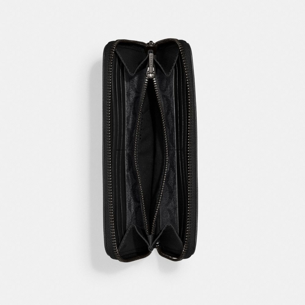 Coach Accordion Wallet With Signature Canvas Interior Black