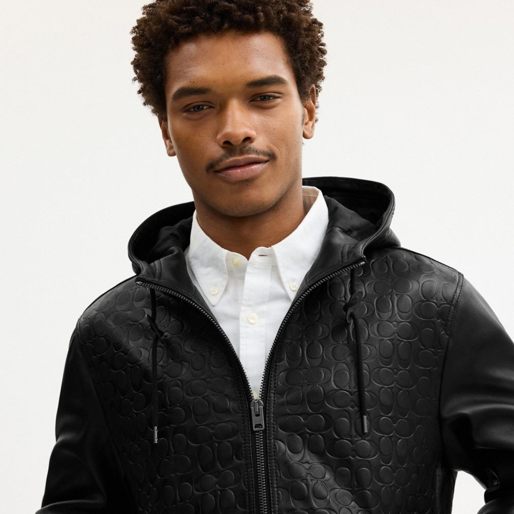 Coach Embossed Leather Trainer Black Signature