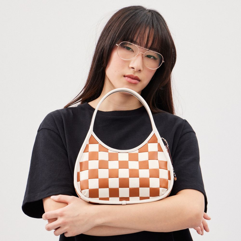 Coach Ergo Bag In Checkerboard Upcrafted Leather Burnished Amber Chalk