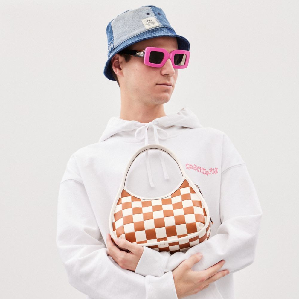 Coach Ergo Bag In Checkerboard Upcrafted Leather Burnished Amber Chalk