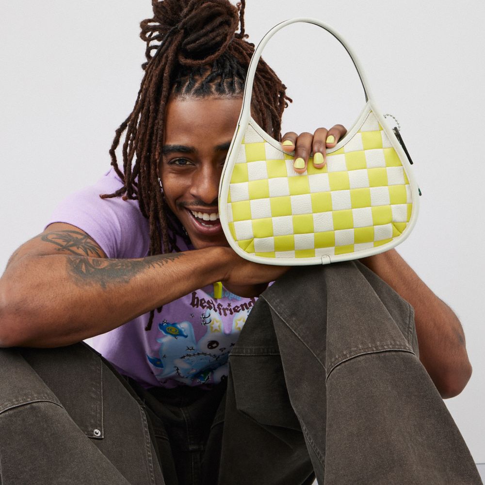 Coach Ergo Bag In Checkerboard Upcrafted Leather Bright Yellow Chalk