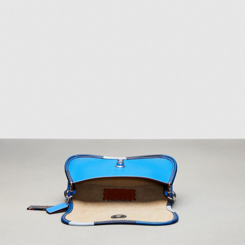 Coach Wavy Dinky Bag In Coachtopia Leather With Colorful Binding Vintage Blue Multi