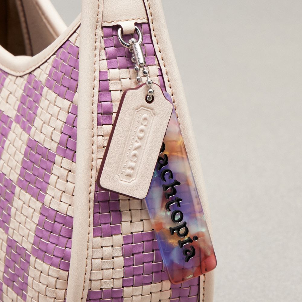 Coach Ergo Bag With Woven Checkerboard In Repurposed Leather Chalk Violet Orchid