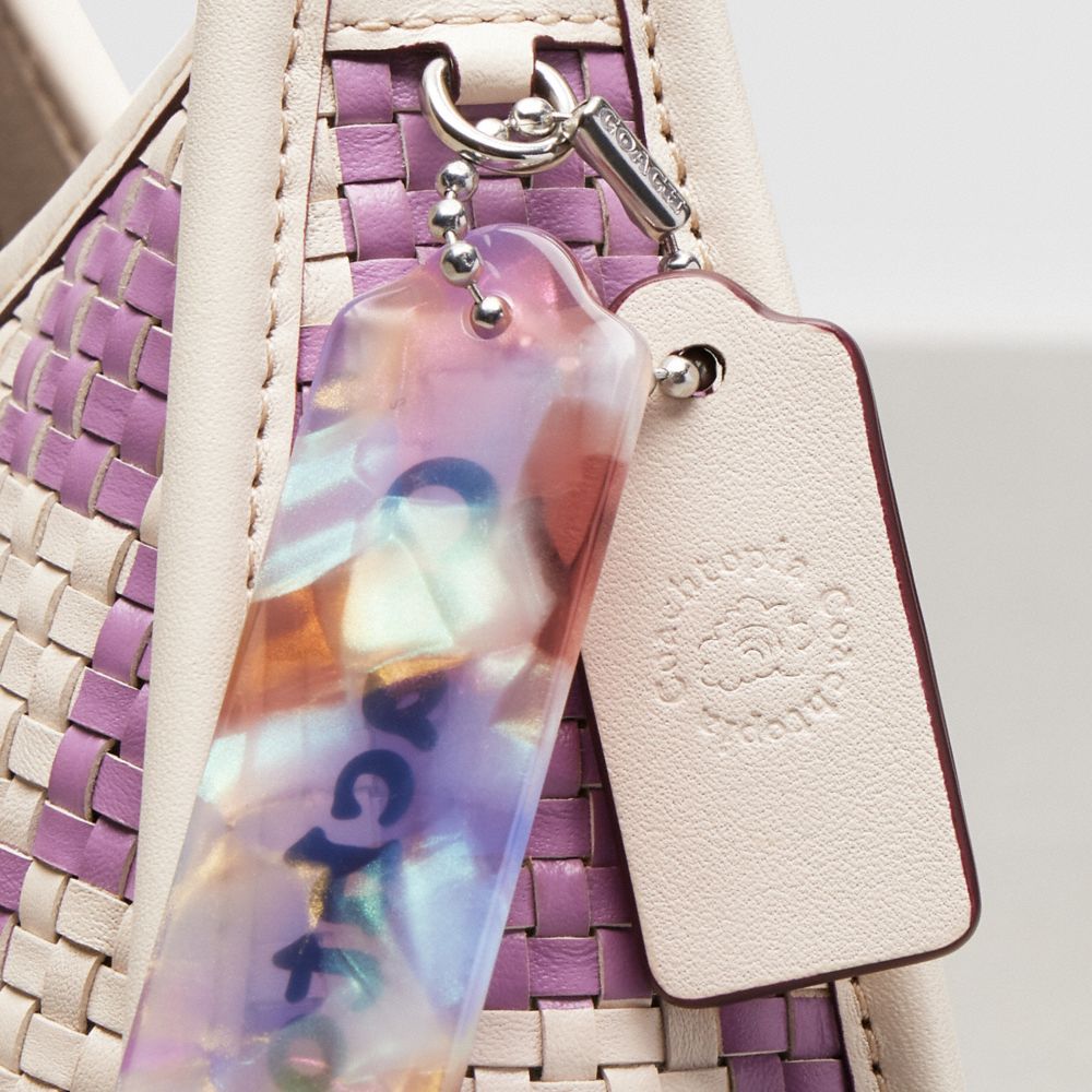 Coach Ergo Bag With Woven Checkerboard In Repurposed Leather Chalk Violet Orchid