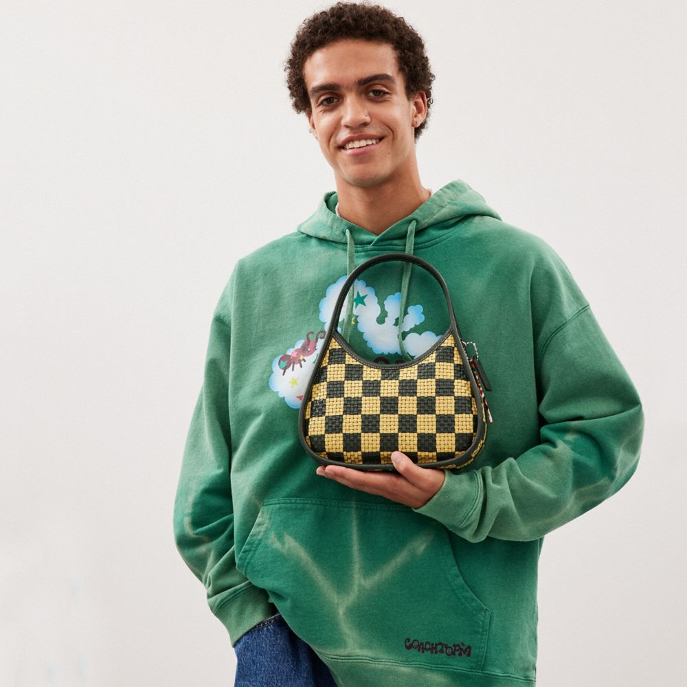 Coach Ergo Bag With Woven Checkerboard In Repurposed Leather Dark Fern Sunflower