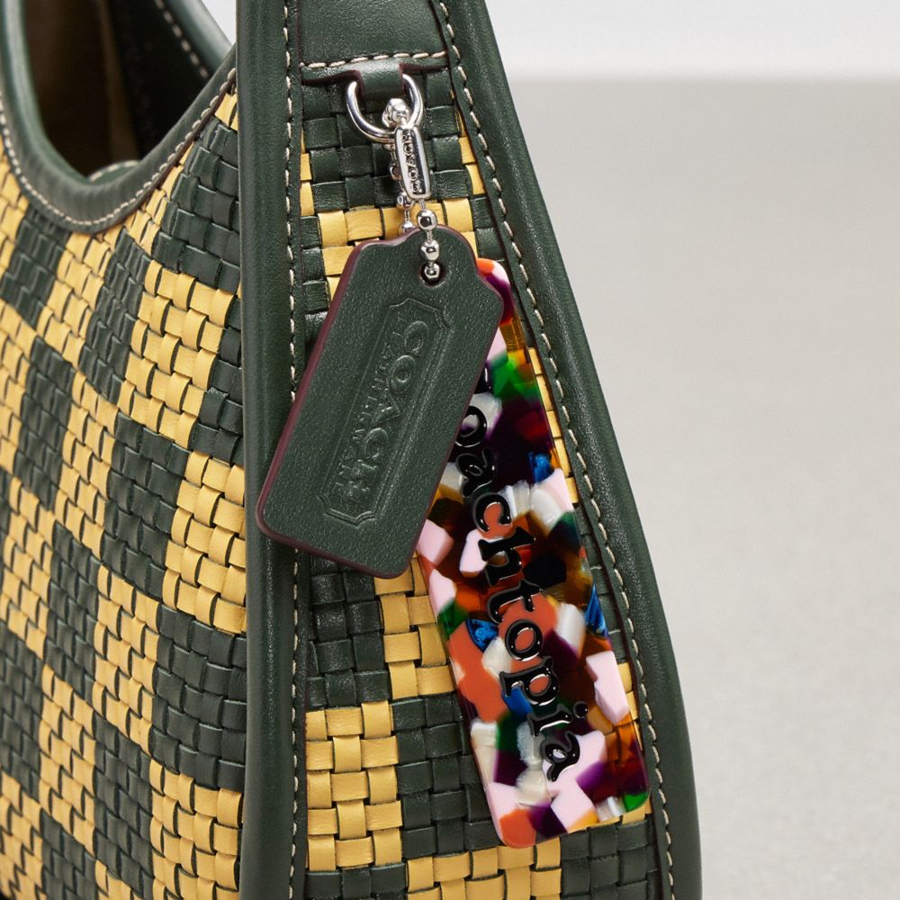 Coach Ergo Bag With Woven Checkerboard In Repurposed Leather Dark Fern Sunflower