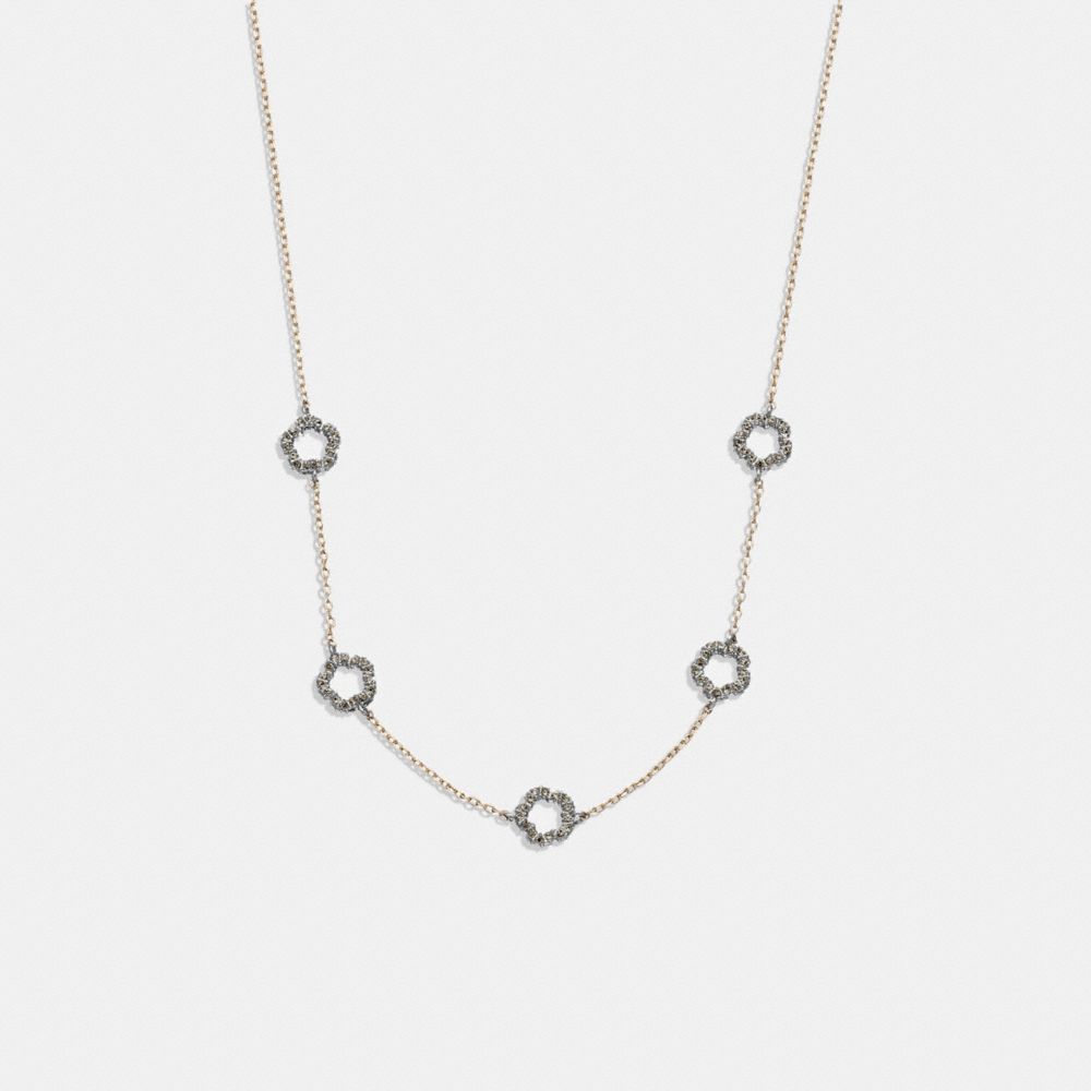 Coach Pavé Tea Rose Necklace Gold