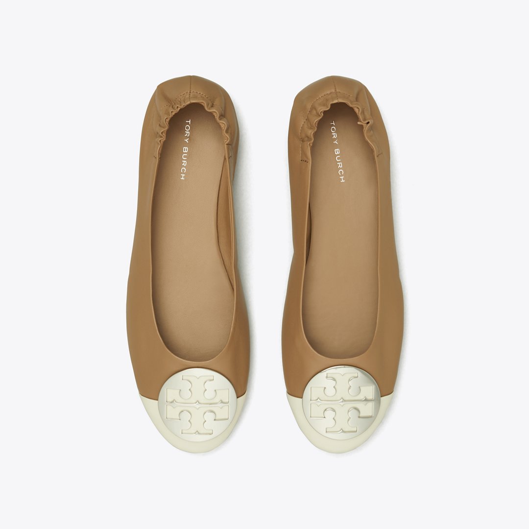 Tory Burch Claire Cap-Toe Ballet LIGHT CREAM / ALMOND FLOUR