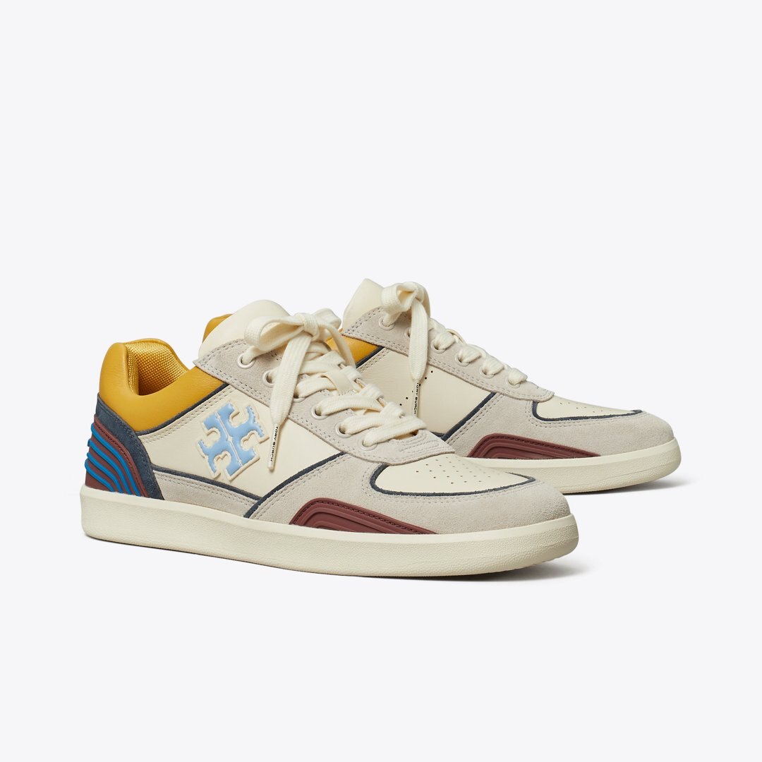 Tory Burch Clover Court Sneaker LIGHT CREAM / CALCARE / DARK CARMINE